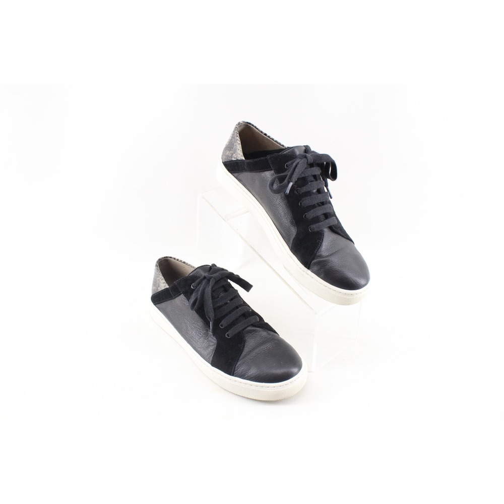 Vince Black Leather Suede‎ Snake Print Women's Lace up Shoes Size 8.5M